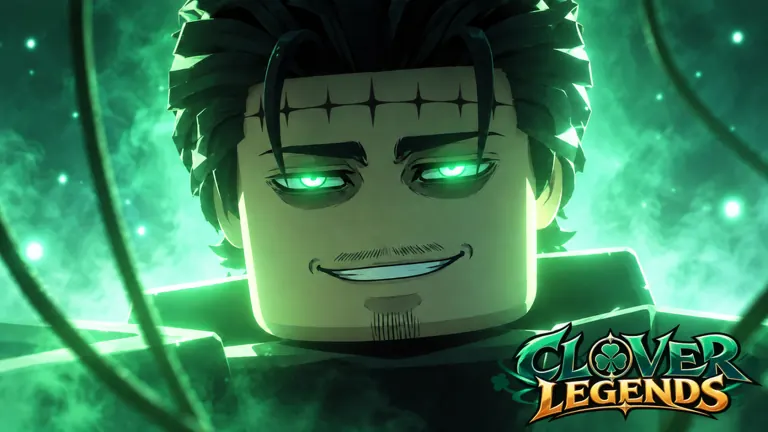 Clover Legends artwork of a mage with glowing green eyes surrounded by green magic