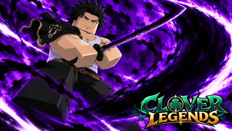 Clover Legends artwork of a Black Bulls swordsman slashing through dark magic